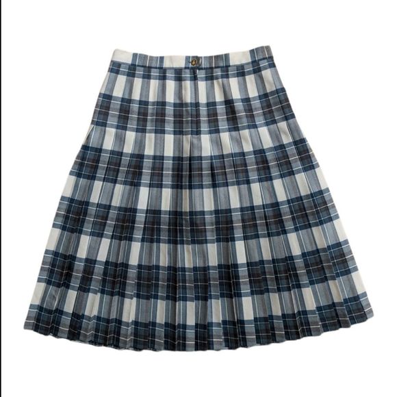 ALJEAN Wool Plaid Fan Maxi Skirt - Picture 1 of 7